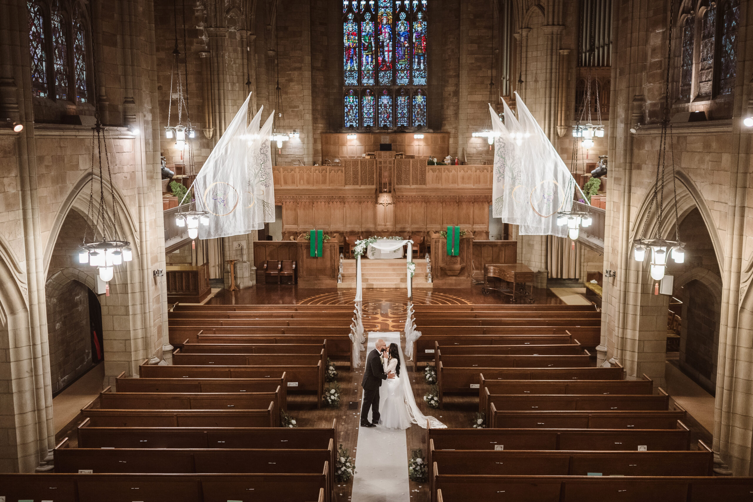 newlywed portraits at montclair sanctuary church in new jersey