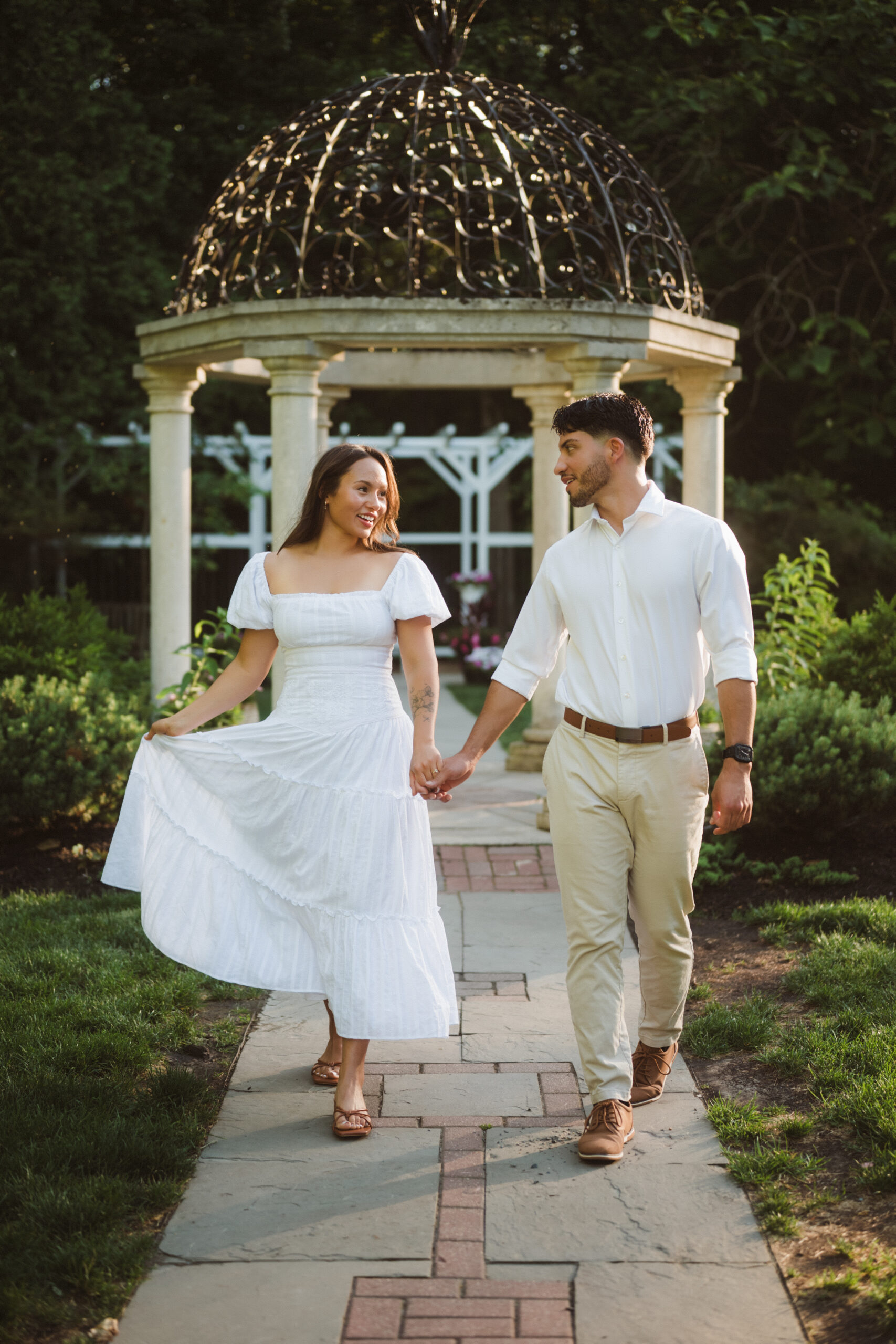 whimsical engagement photos at dreamy Sayen House and Gardens NJ