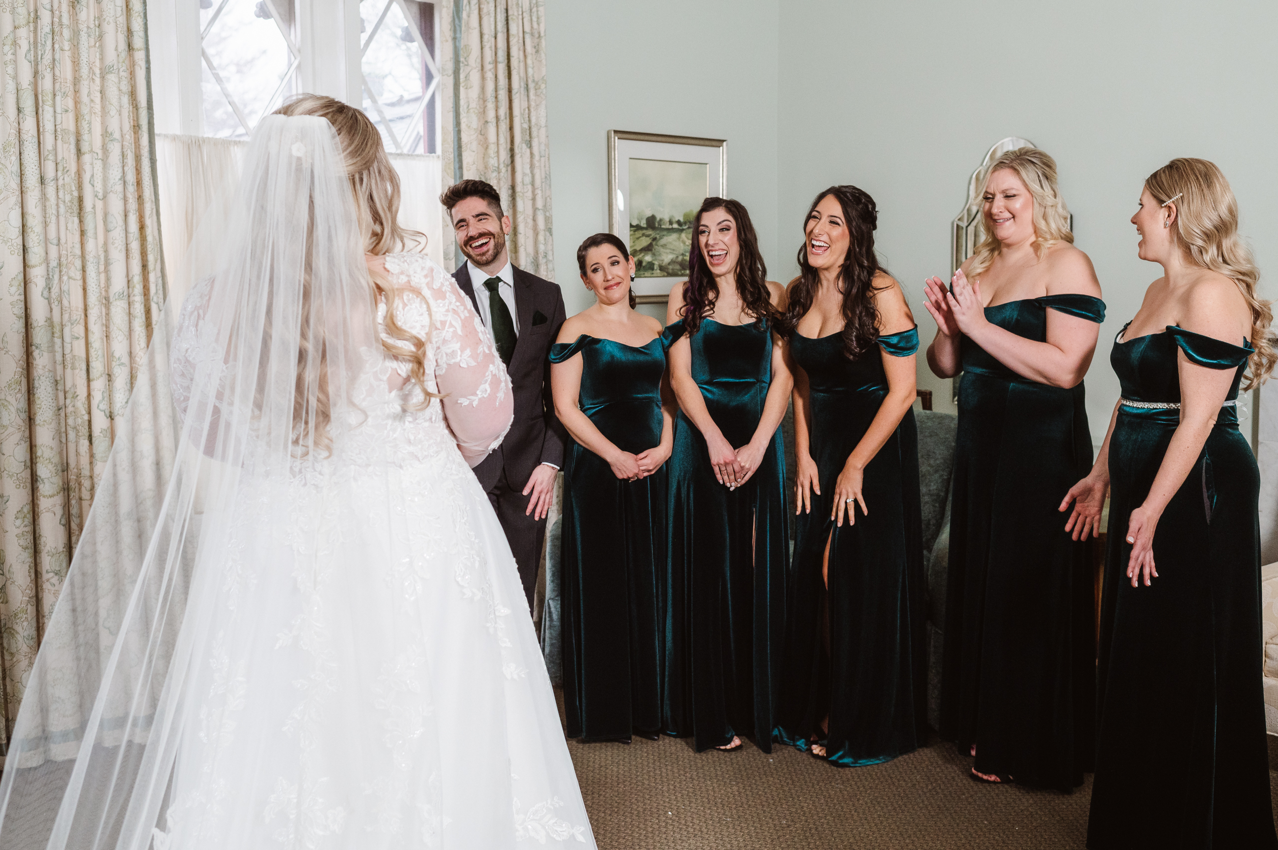bridal-party-first-look-bridal-suite-whitby-castle-rye-new-york-wedding-photo
