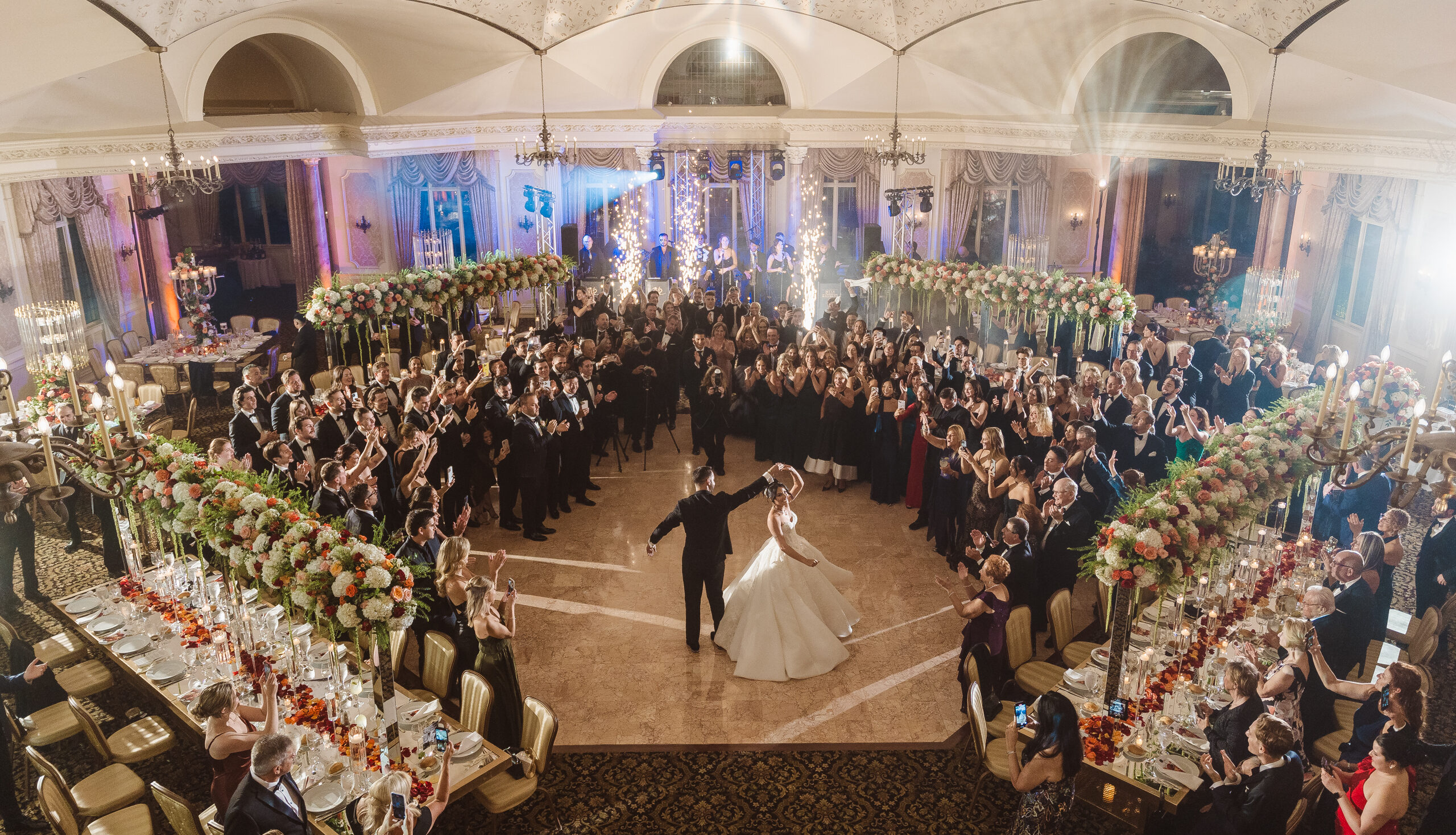 The reception ballroom at the pleasantdale chateau
