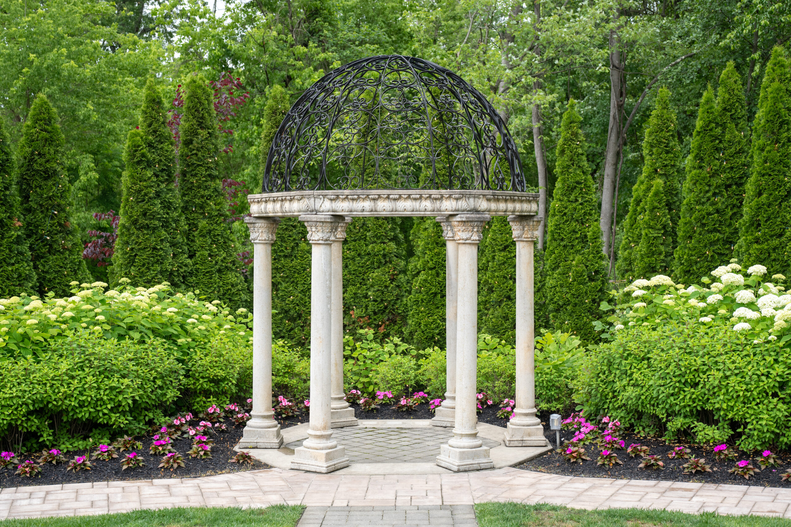the gazebo garden ceremony space at the hamilton manor nj in spring summer time